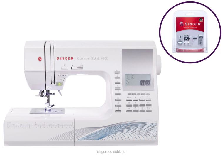 SINGER Quantum Stylist 9960 und Kleidungsstück-Nähfuß-Set im Paket Maschinen NNX4F18